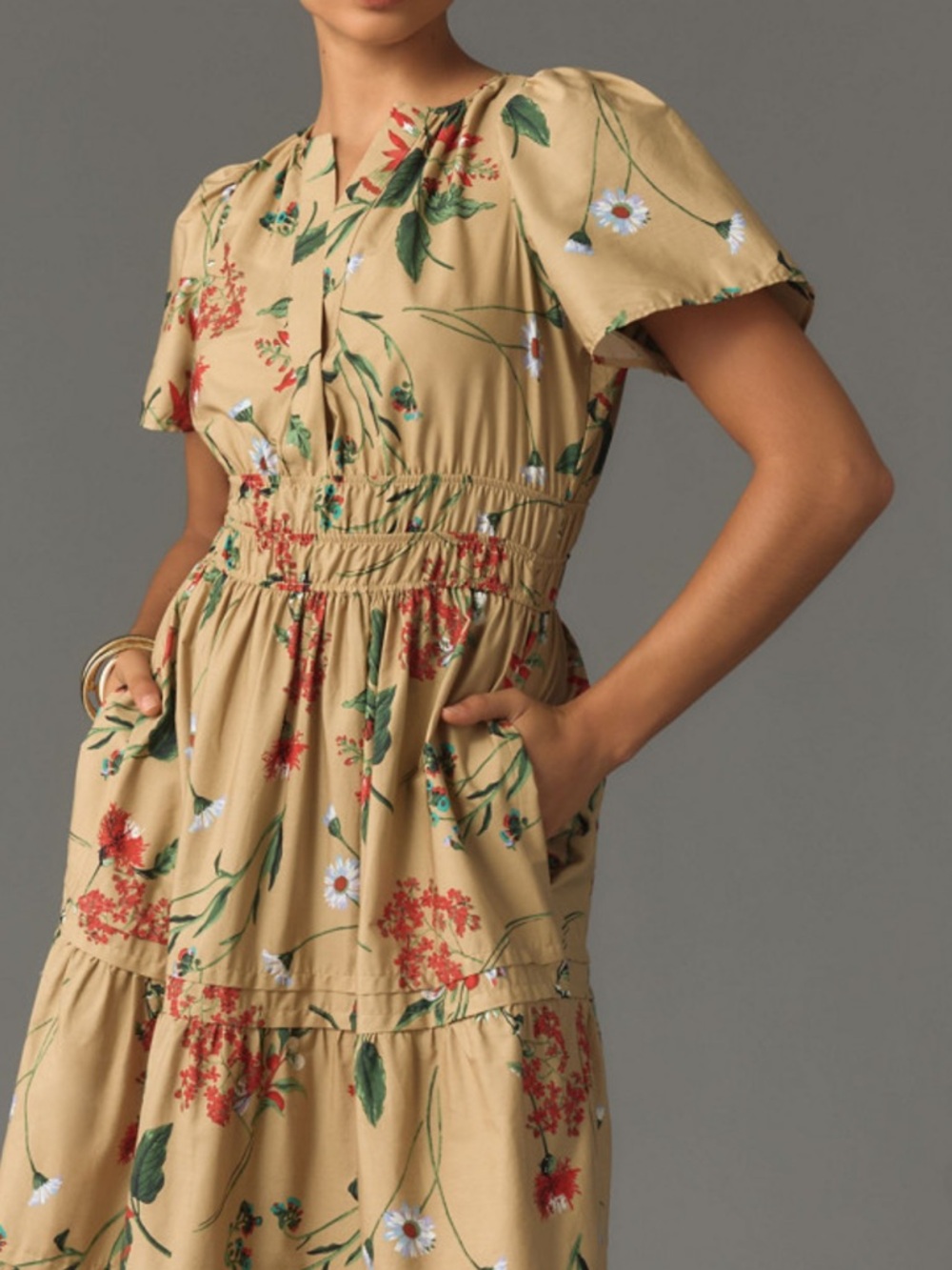 Anthropologie NEW Somerset Maxi Dress in Khaki Floral - Picture 7 of 7